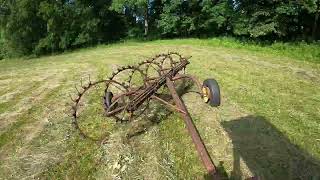 Raking Hay with the Farmhand Wheel Rake and the 4610 Ford Tractor... by Glenn Conner 748 views 1 year ago 4 minutes, 15 seconds