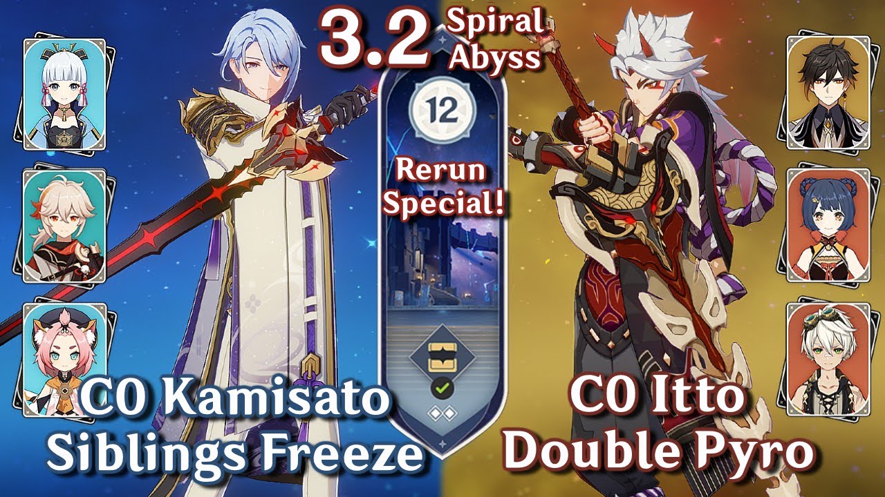Spiral Abyss 3.2 - C0 Ayato Ayaka Freeze & C0 Itto Double Pyro | Floor 12 Full Star | Genshin Impact