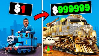 GTA 5 : Franklin and Shinchan Upgrading from the Poorest Train To The Richest Train In GTA 5 !