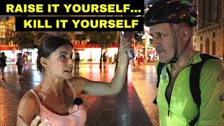 Vegan Woman Challenges Meat Eating Man