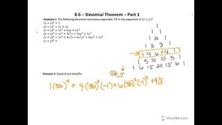Pre-Calculus 30 - Permutations and Combinations - 8 - Binomial Theorem   Part 1