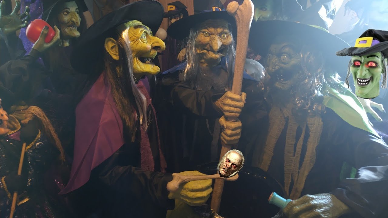 Animated Wicked Cauldron Witches prop Home Depot 2021 YouTube