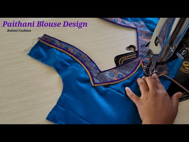 Beautiful paithani saree blouse back neck design | Cutting and stitching back neck design class=