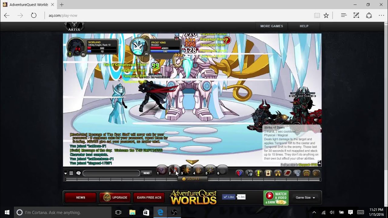 AQW SOLOING FROST KING WITH INFINITY KNIGHT 2016 CALANDER CLASS YouTube