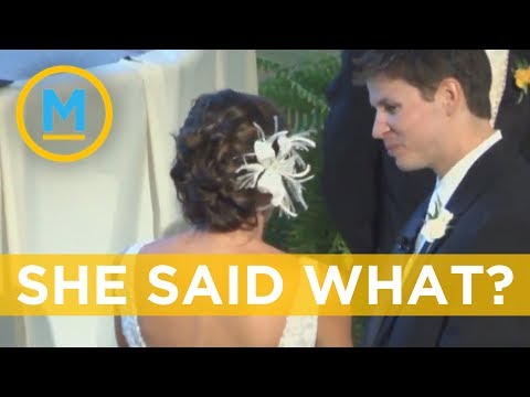 Bride didn't know groom was mic'ed and revealed a bit too much info on her wedding day