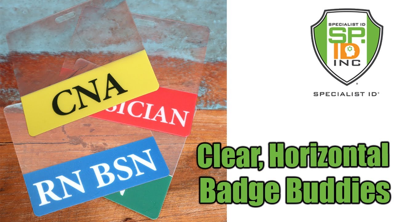 Clear Badge Buddy Horizontal - Hospital & Nurse ID Backer Cards -  Transparent Title/Role Identifier - Wear Behind Medical Name Badge on I'D  Reel or Lanyard by Specialist ID (RN Red) 