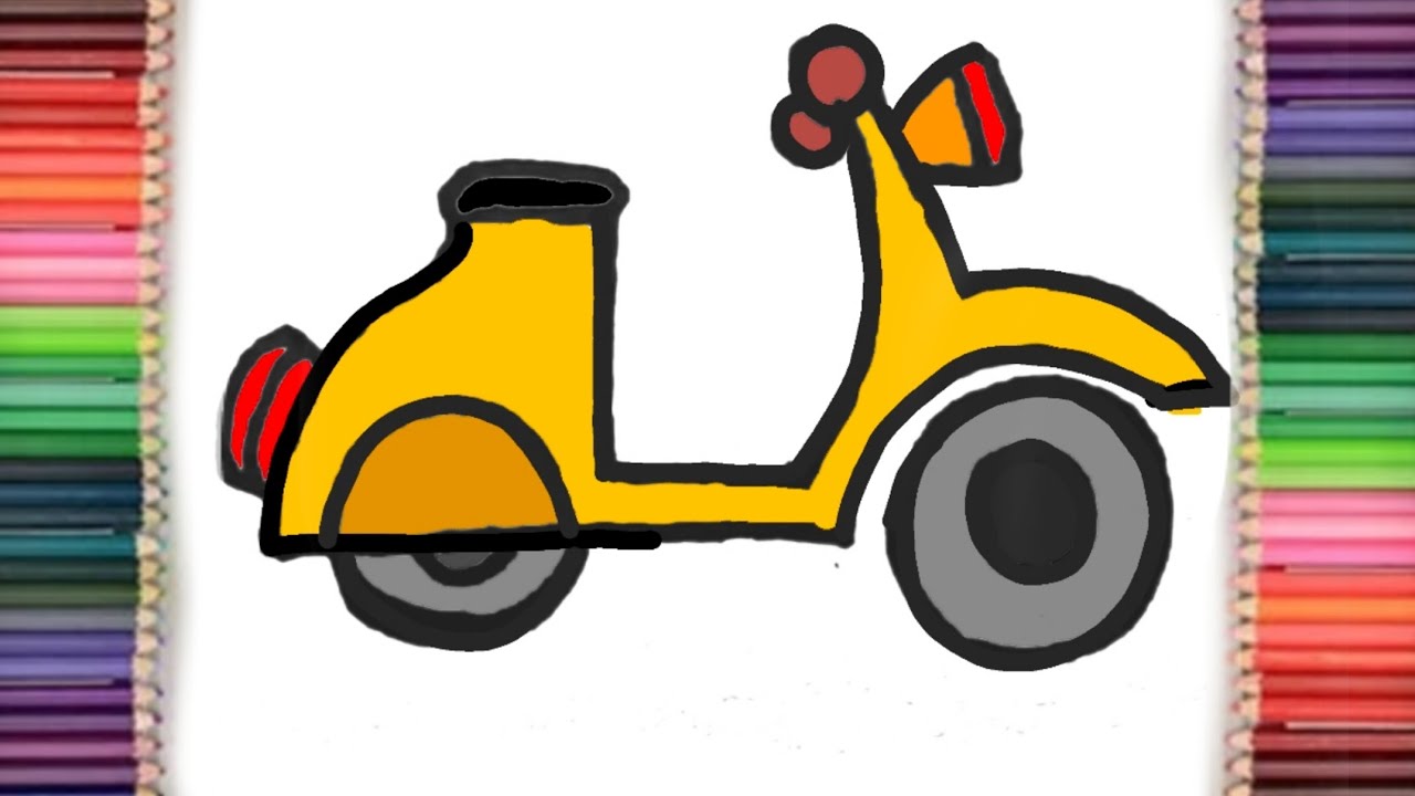 Scooty Drawing for Kids | Easy Step by Step Drawing & Coloring | Learn Drawing for Beginners
