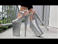 Review Massive Silver Glitter 10 Inch Pleaser BEYOND-010LG High Heel Shoes With How To Stair Walk.