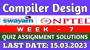 NPTEL Compiler Design WEEK 7 Quiz Assignment Solutions | Swayam 2023 | IIT Kharagpur