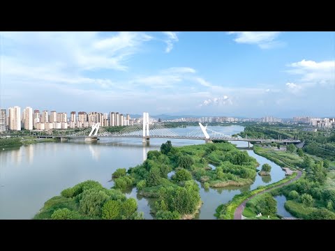 Chinese president xi jinping inspects tianhan wetland park, nw china