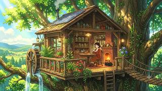 Peaceful Spring Day at the Treehouse: A Wooden Waterwheel & Brewing Herbal Tea | Ghibli-Style ASMR screenshot 1