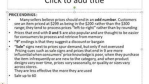 Marketing Management: Psychological pricing
