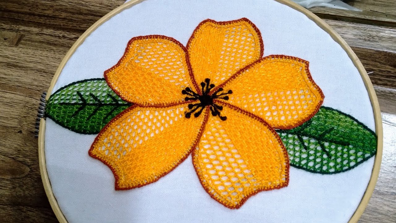 Bordado fácil para flores 🌺🌺 en puntada de ojal y de red 🍃muy sencilla y vistosa🍃 te encantará!!!