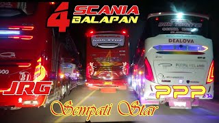 PANASSS !! 4 Bus SCANIA Balapan Di Jalan LINTAS ( 2 Unit JRG, Sempati Star, Putra Pelangi )