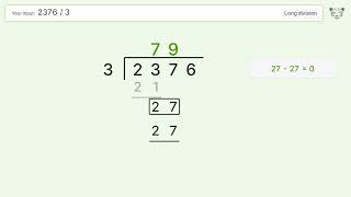 Long Division Problem 2376/3: Step-by-Step Video Solution