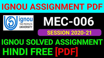 MEC 006 Solved Assignment 2021, MEC 6 Solved Assignment 2020-21 in Hindi, MEC 6 Assignment