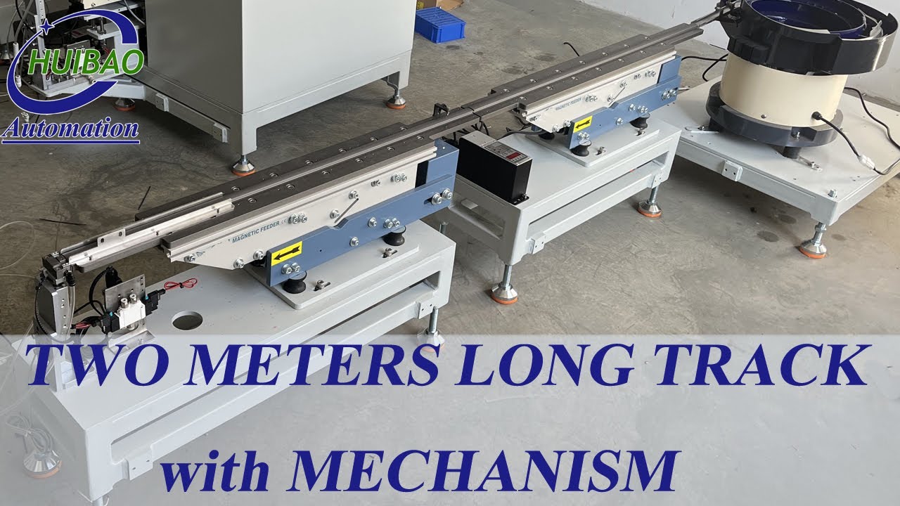 Huibao Automation- 2 Meter Long Track Vibratory Bowl Feeder Machine for Thin Metal Curved Parts