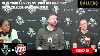 Sabrina Ionescu, Jonquel Jones, HC Chris DeMarco: NY Liberty Postgame vs. Phoenix Mercury | 08.01.26