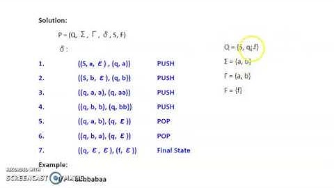 Pushdown automata (PDA) for an equal number of a