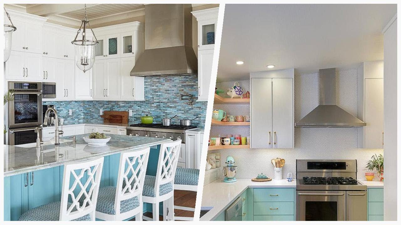 75 Brown Floor Kitchen With Turquoise Design Ideas You'll Love