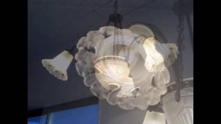 アンティーク　アールデコのシャンデリア/4灯/照明/イギリス　B1