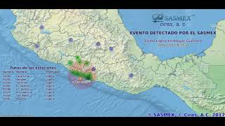 Monitor SASMEX - Evento 18 Ago 2017 M5.3 en Atoyac, Guerrero 12:15:21 -