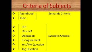 The 5 GFs (The Five Grammatical Functions) Video n 1: The Subject