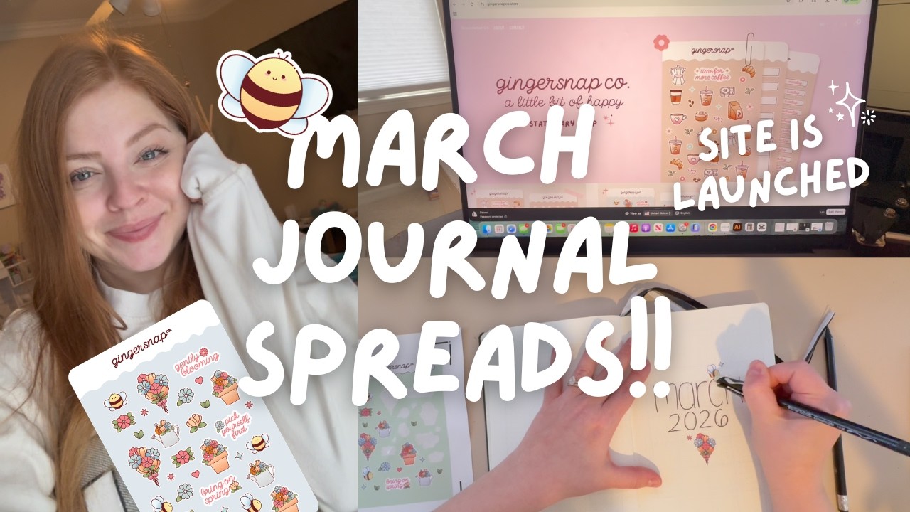 Plan with me & Chat ✨ Creating march journal spreads and launching my SHOP! 🙏