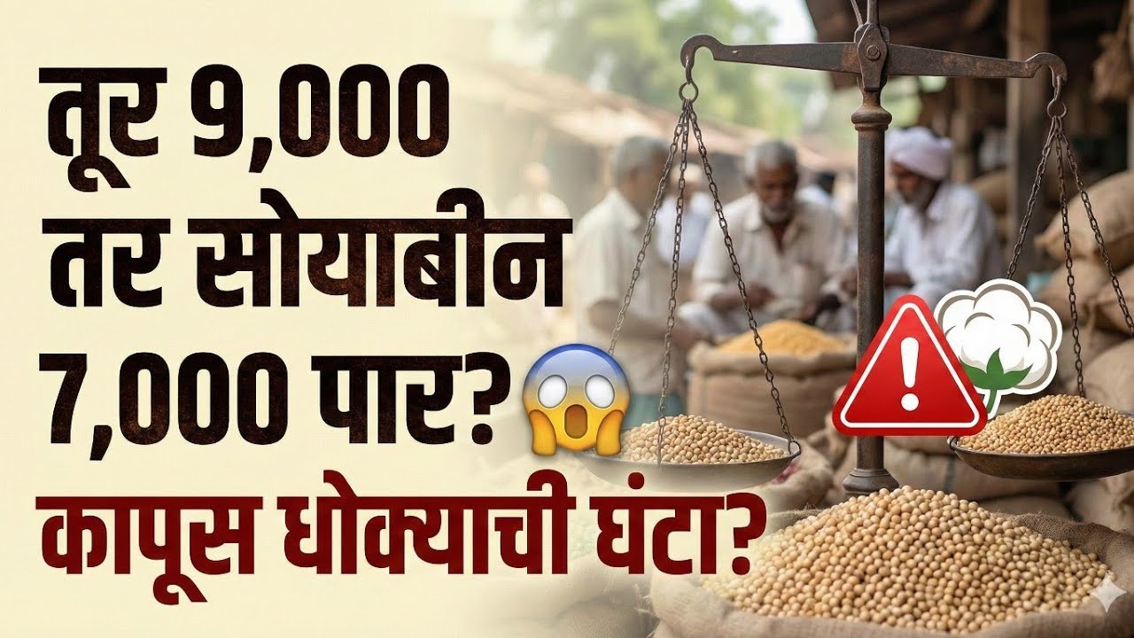 🔴 तूर 9,000 तर सोयाबीन 7,000 पार? 😱 कापूस उत्पादकांसाठी धोक्याची घंटा? | Kapus Tur Soybean Bhav 2026