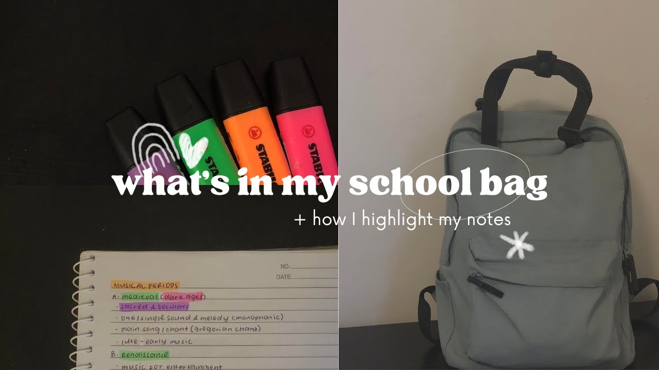 What's In My School Bag (2022) + how I highlight my notes - YouTube