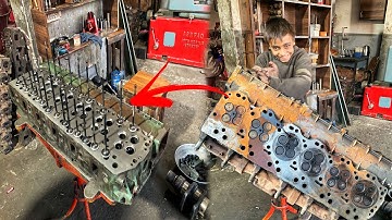 Resurfacing Diesel Engine Head in Local Workshop || Valve Seat Resurfacing With Some Simple Tools