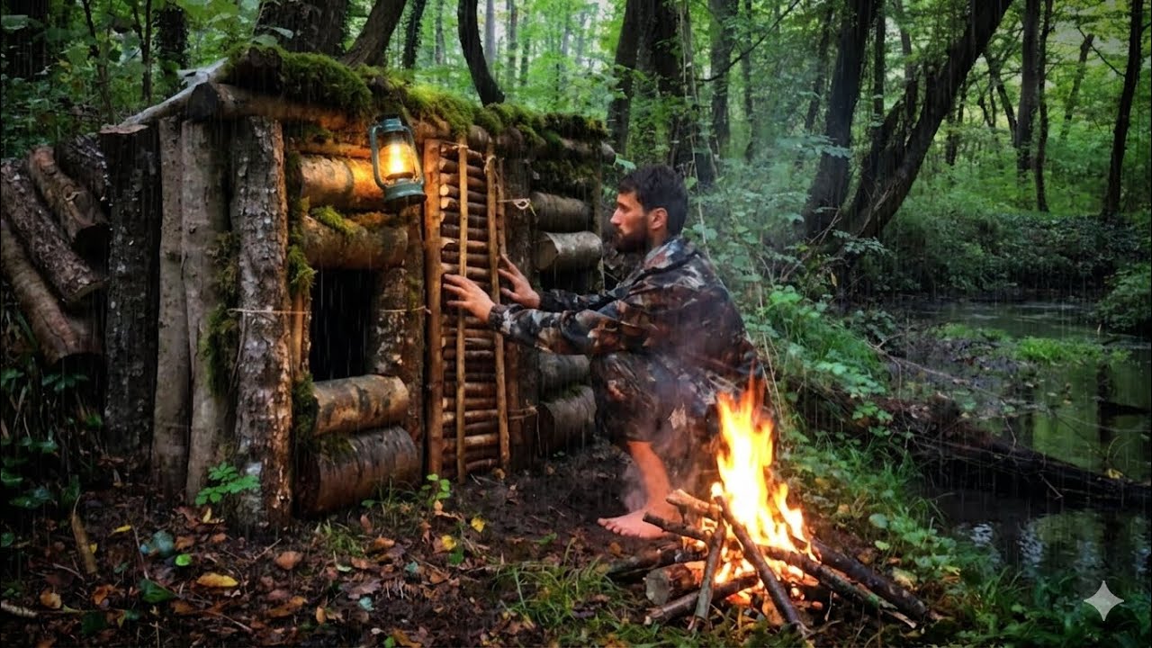 Building a SECRET Survival Shelter Deep in the Forest - YouTube