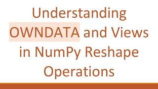 Understanding OWNDATA and Views in NumPy Reshape Operations
