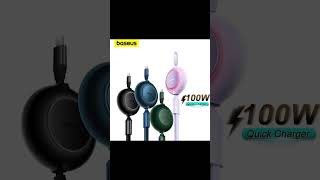 ￼Baseus 3 in 1 Retractable 100W/66W Fast Charging Data Cable