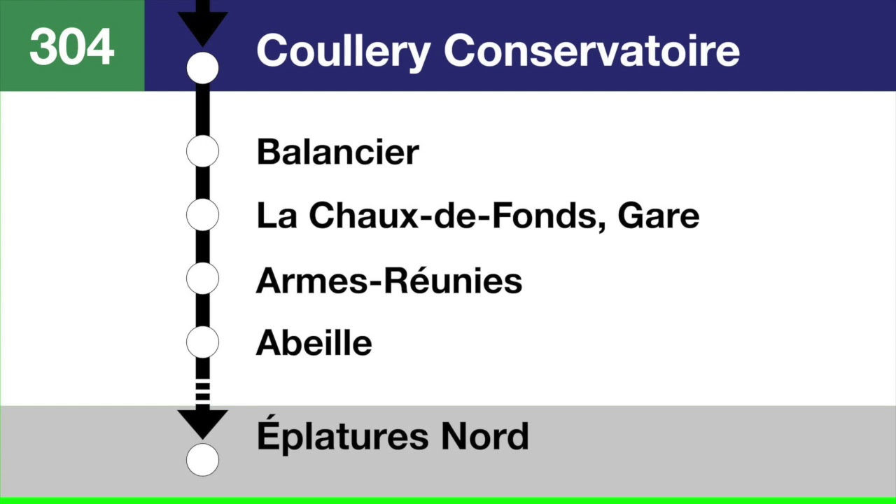 annonces TransN - 304 La Chaux-de-Fonds (Hôptial – Éplatures Nord)