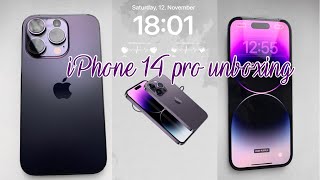 Iphone 14 pro unboxing (deep purple) New accessories + camera test