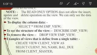 ORACLE 1 BCA 5 UNIT4 VIEW, SEQUENCE, INDEX,SYNONYMS