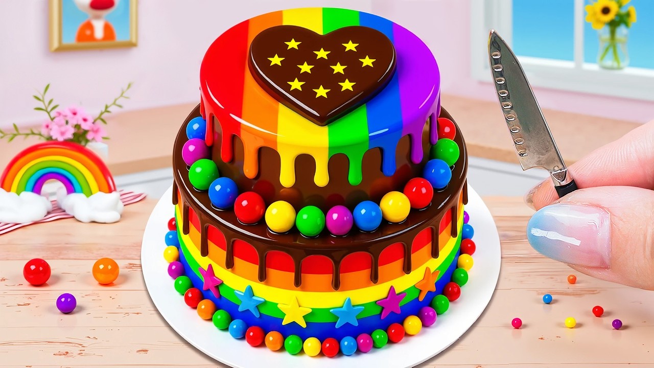 Yummy Mini Rainbow Chocolate Heart Cake  🌈 Try Out Newest Mini Cake Recipe Ideas 🍭 Mini Wonderful