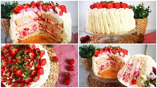 كيكة الفراولة وكريمة الليمون وصفات يمي مع هبة | Strawberry cake recipe