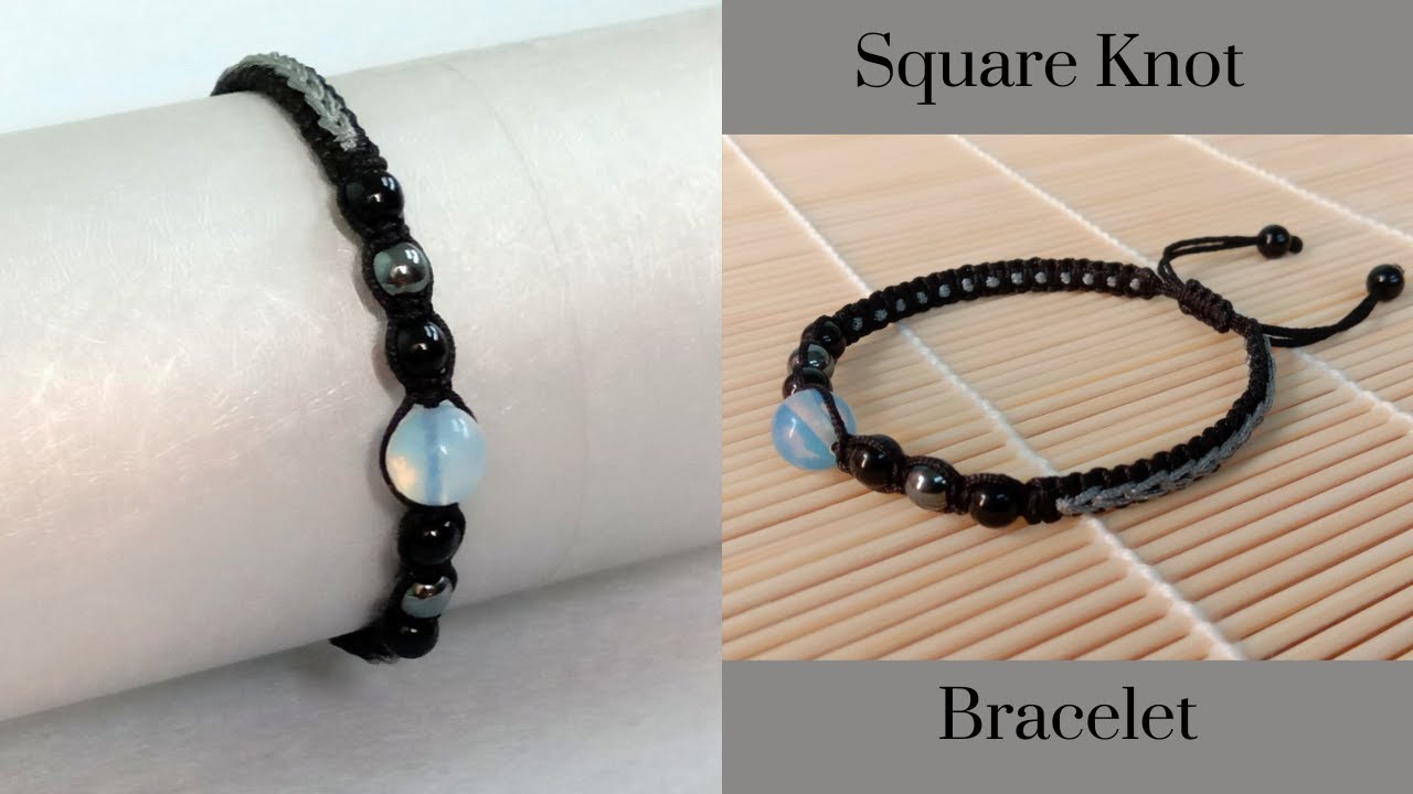 💎BEADED SQUARE KNOT MACRAME BRACELET YouTube