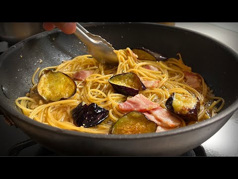 ナスが最高に美味しい！【ガーリック醤油のパスタ】僕が一番気に入っている和風パスタです