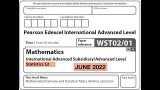 Edexcel IAL Maths - Statistics S2 - June 2022 Wealth