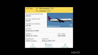 Delta airlines diverted to MKE 🇺🇸 DAL2309 Airbus A321-200 