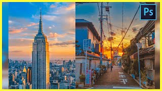 [ Color Effect ] BRIGHT SUNSET COLOR GRADING EFFECT - Photoshop Tutorial