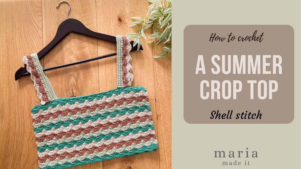 Πλεκτό Καλοκαιρινό Τοπάκι (Crop Top) με Πλέξη Κοχύλι.