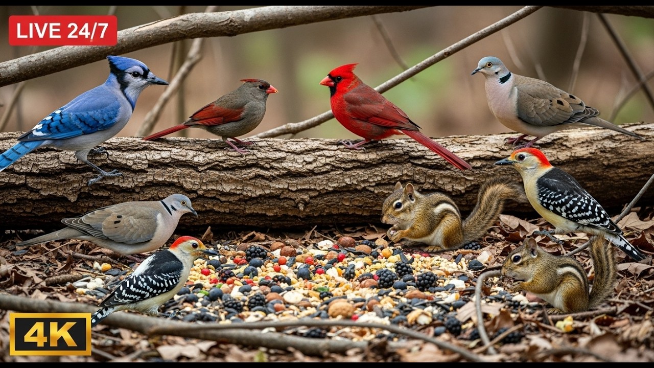 🔴 24/7 LIVE: Cat TV for Cats to Watch 😺 Cute Birds and Squirrels 4K Cat Games HDR