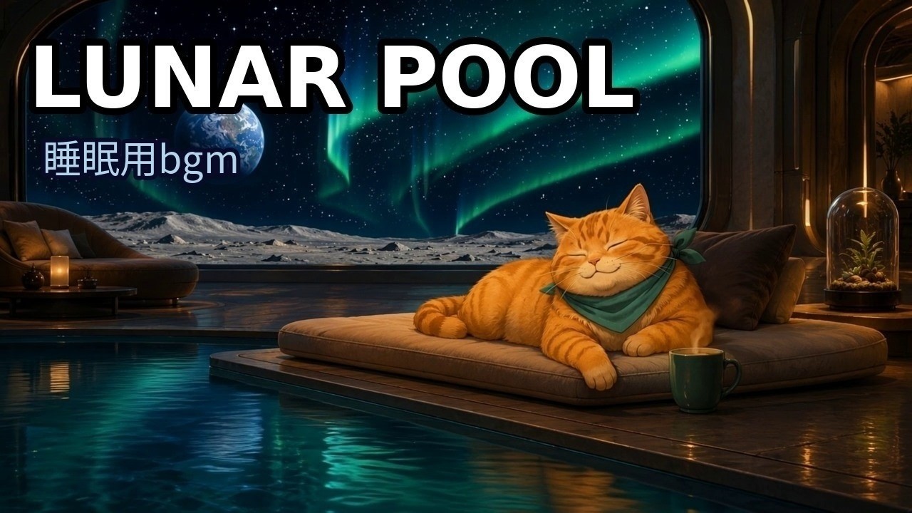Cat at the Moon Pool | Aurora Borealis Sleeping Ambiance Loop