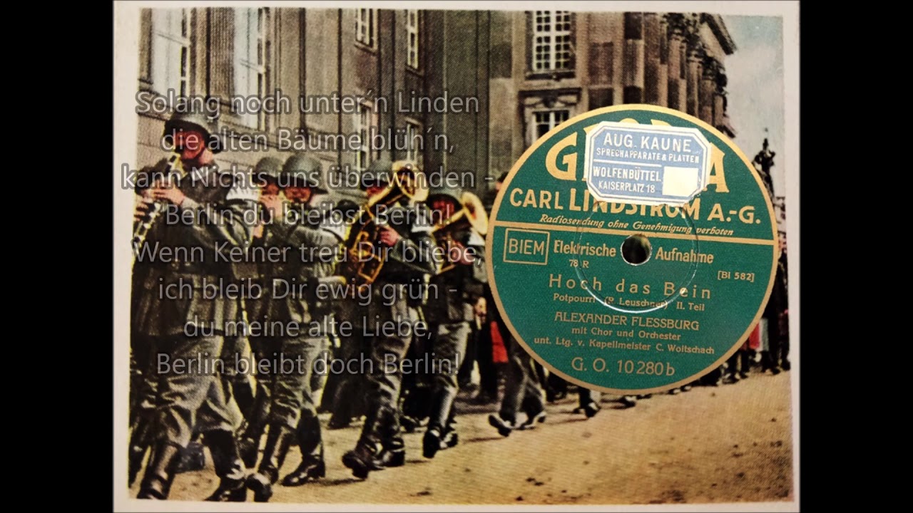 HOCH DAS BEIN! Marschlieder-Potpourri mit Gesang, A. Flessburg, Chor & Orch. C. Woitschach, 1932