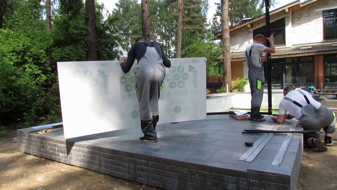 Монтаж павильона для бассейна ALUTEN Elite - YouTube