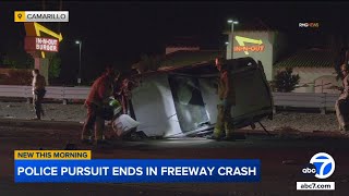 Chase ends in rollover crash on 101 Freeway in Camarillo
